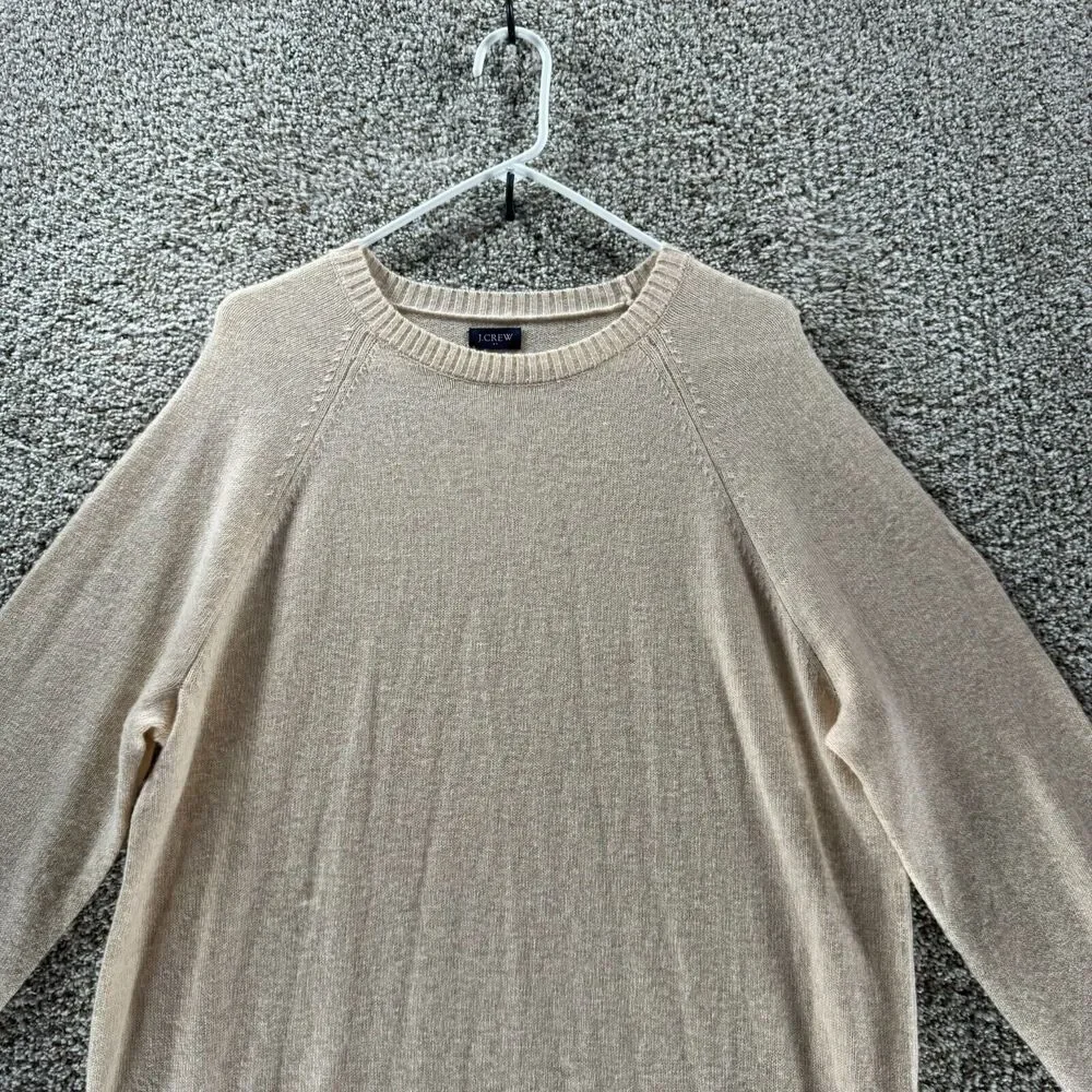 J Crew‎ Sweater Mens Extra Large Beige Lambswool Pullover Knit Long Sleeve Adult
